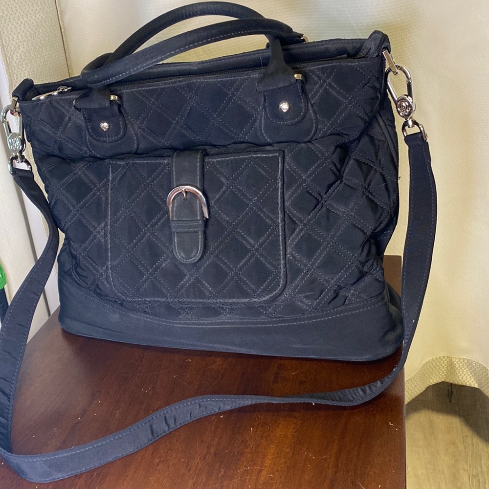 Vera Bradley Black Microfiber Every Day Shoulder or Handle Bag